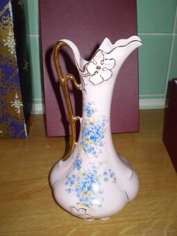 růžový porcelán - karafa s pomněnkami - 3