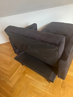 Rozkládací sofa-pohovka-postel černý samet - 3