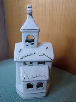 Vánoční/ zimní dekorace: obraz a lampa s kapličkou - 3