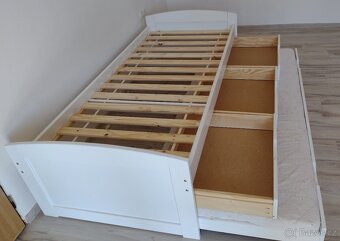 Postel s výsuvným lůžkem MARULLA - bílá, 90x200 cm - 3