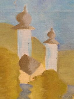 Obraz Lucie 98, Kostel a stromořadí, olej na plátně 50x40 - 3
