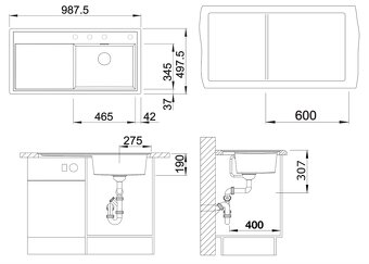 Kuchyňský dřez Blanco Zenar XL 6 S-F – SILGRANIT antracit - 3