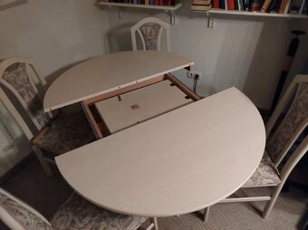 Stůl kulatý jídelní, rozkládací a 4 židle - 3