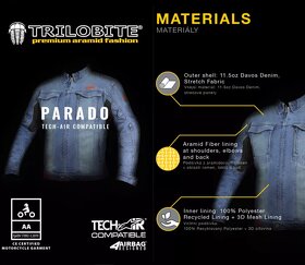 Nová dámská džínová bunda Trilobite 2095 Parado Tech-Air blu - 3