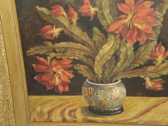 obraz - olej - kaktus - v rámu - -75 x 75 cm - 3