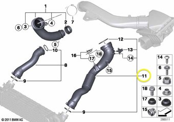 BMW 335i sada plnícího potrubí "charge pipe" N55 - 3