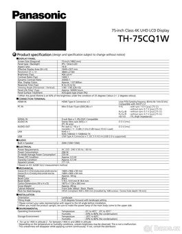 Display panel Panasonic TH‑75CQ1W 189 cm - 3