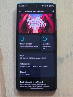 Motorola Edge 60 Fusion 5G 12/256 GB, záruka do 4/2027 - 3