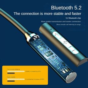 Bluetooth sluchátka přes krk v červené barvě - 3