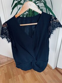 Shein černá halenka top s krajkou M-L - 3