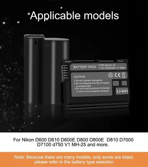 Dualní LCD USB nabijacka pro Nikon EN-EL15 EN EL15 ENEL15 EL - 3