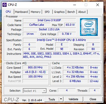 9. gen. Intel Core | i3-9100F | 4.20 GHz | LGA 1151 | - 3