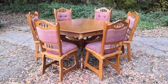 Masivní rozkládací stůl + 6x masivní židle - 3