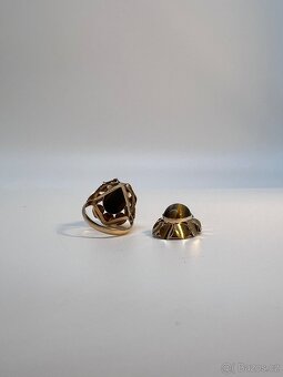 Krásný zlatý prsten & přívěsek - tygří oko - 3