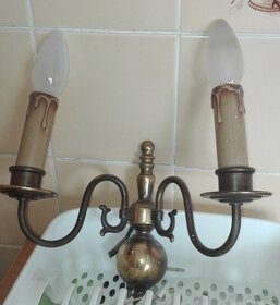 Prodám set starý mosazný lustr a lampu - 3