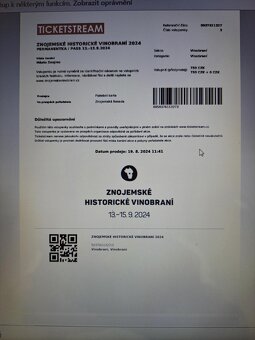 Vinobraní Znojmo, 4ks permanentka 12.- 14.9.2025 - 3