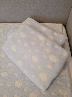 Deka (3ks) do kočárku či postýlky - modrá s mráčky - 3