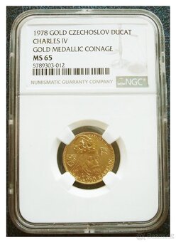 Dukát Karel IV. 1978, certifikát NGC MS 65 - 3