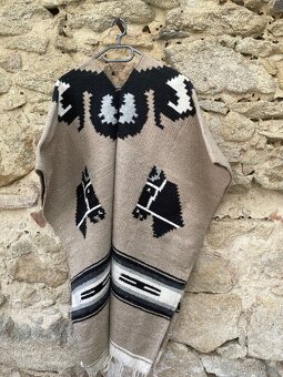 Mexické poncho vlna alpaka, dovoz Francie. - 3