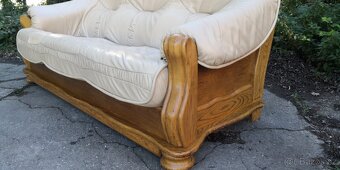 Kožená trojsedačka s masivním dřevem - 3