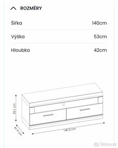 TV stolek barva bílá a dub wotan - NOVÝ - 3