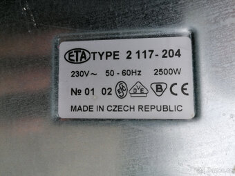 Dvouplotýnkový vařič ETA 2 117-204- opužívaný - 3