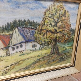 signovaný obraz zasklen Chalupy Orlické hory - 3