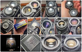 Sleva: Rolleiflex 2.8C s Planarem 80mm (1954-55), Rollei 6×6 - 3