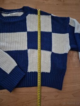 Svetřík crop top v.XXS sinsay modro-bílé kostky - 3