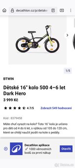 dětské kolo B twin dark hero 16 nové - 3
