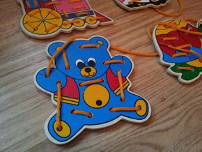 Šněrovačka - dřevěné provlékací destičky, zvířátka - 3