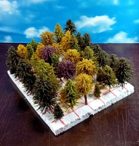 Sada stromků pro modelovou železnici, výška 3-11 cm, 42ks. - 3