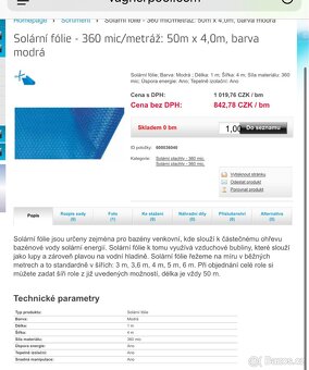 Solární fólie / plachta bazén 6x4 - 3