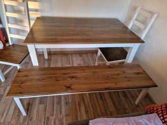 Jídelní stůl, 4 židle a lavice - velmi pěkný stav - 3