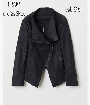 H&M motorkářská bunda, křivák koženka semiš S/36 - 3