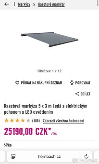 Elektrická markýza 5x3m s led osvětlením - 3