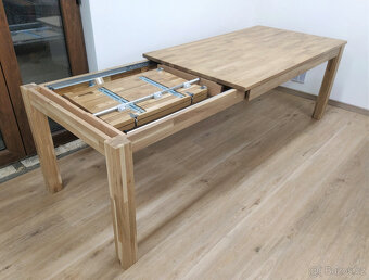 Nový jídelní stůl rozkládací masiv DUB bělený 90x180+70 cm - 3