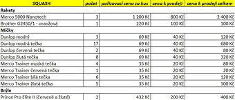 Prodám squahové rakety, míčky a brýle - 3