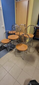 Barové židle chrom+třešeň - 3