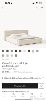 Calounēná postel s úlozným prostorem Lennon - 3
