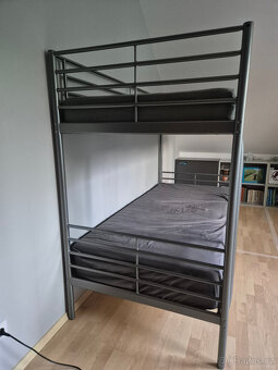 Patrová postel kovová šedá 90x200 cm s matrací Ikea - 3