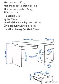 Psací stůl MALM - TOP stav - 3
