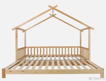 Domečková postel z masivu – 200×100 → 200×200, rošt v ceně - 3