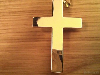 Velký křížek z chirurgické ocele - silně pozlacený 14 k - 3