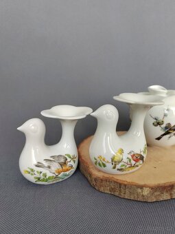 Miniaturní porcelánová váza a svícen ptáček od Arzberg - 3