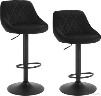 Nové párové barové židle, černý samet - 3