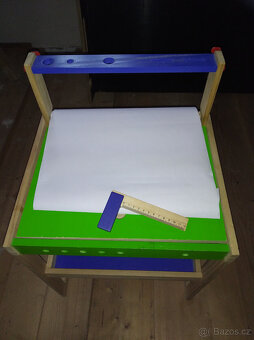 dřevěná dílnička s nářadím/kreslící + šroubovací stavebnice - 3