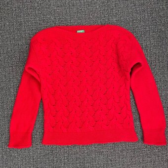 Dámský vlněný červený vánoční svetr United Colors of Benetto - 3