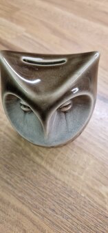 Retro keramická pokladnička – sova, ruční práce - 3