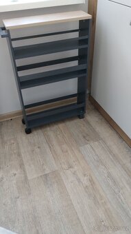 Regál, vozík šedý UNI, 2 kolečka - 3